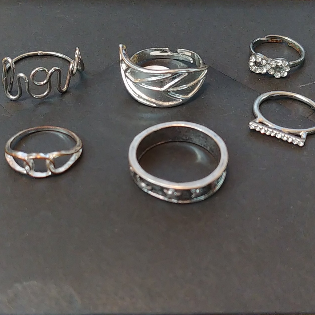 Assorted Silver Rings. Multiple Sizes.